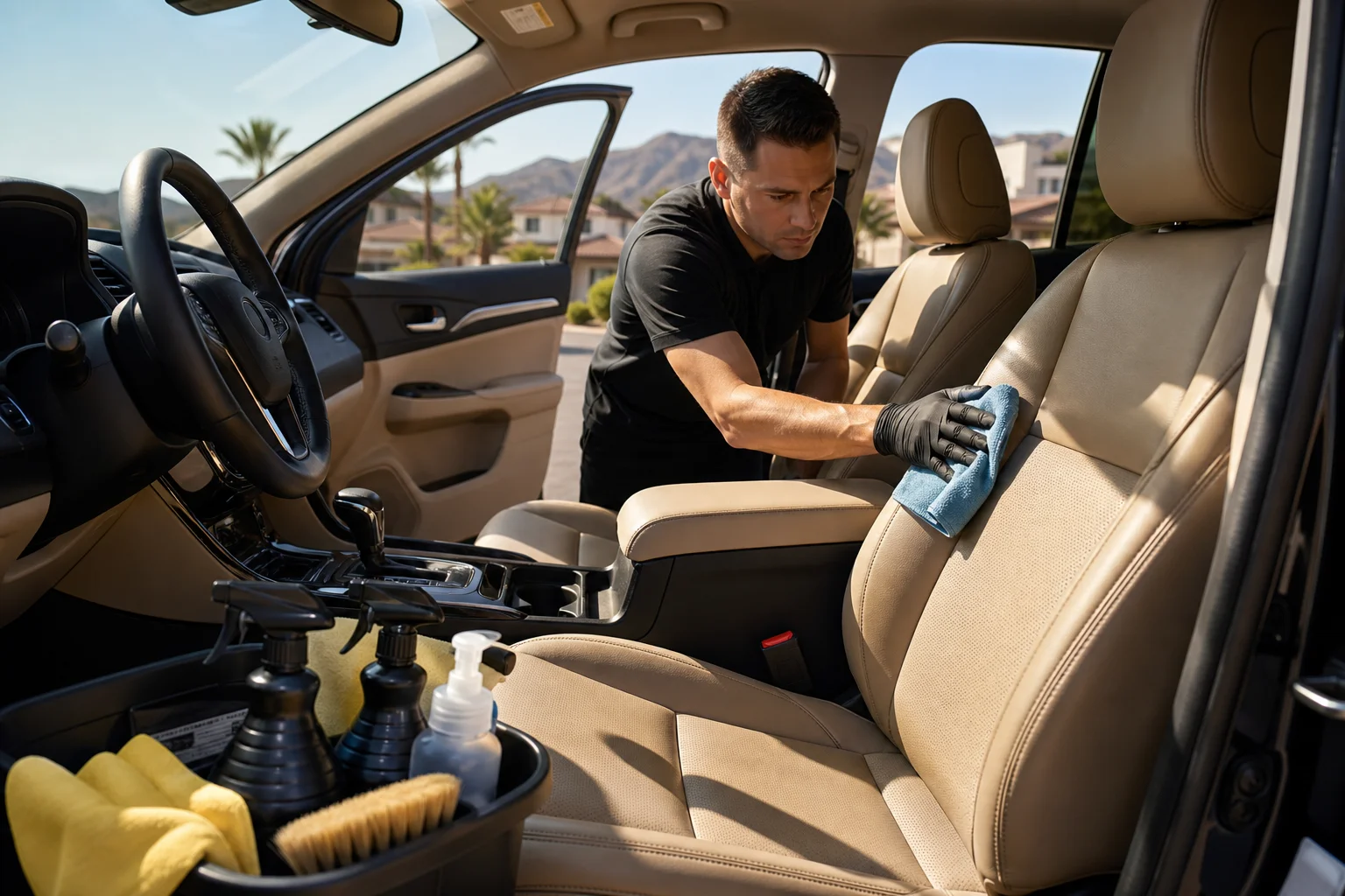 Interior detailing and leather conditioning for auto detailing resale value in Las Vegas