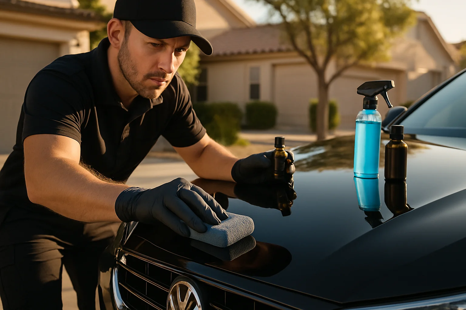 New car receiving professional detail and paint protection in Las Vegas — AOA Detailing new car protection Las Vegas