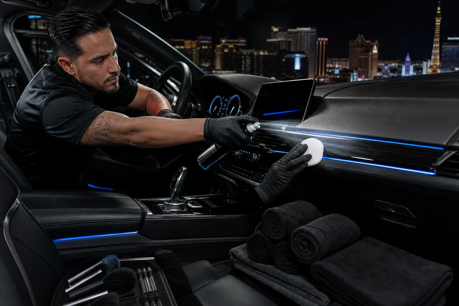 Dashboard and interior UV protectant treatment by AOA Detailing mobile service in Las Vegas